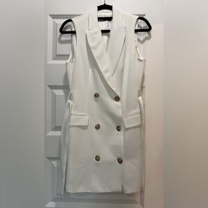 Zara White Button Down Sleeveless Waistcoat Dress